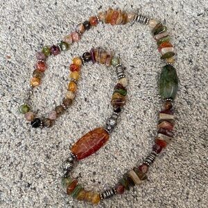 Vintage Super Lightweight Acrylic 30" Necklace Multicolor Irregular Shaped Beads